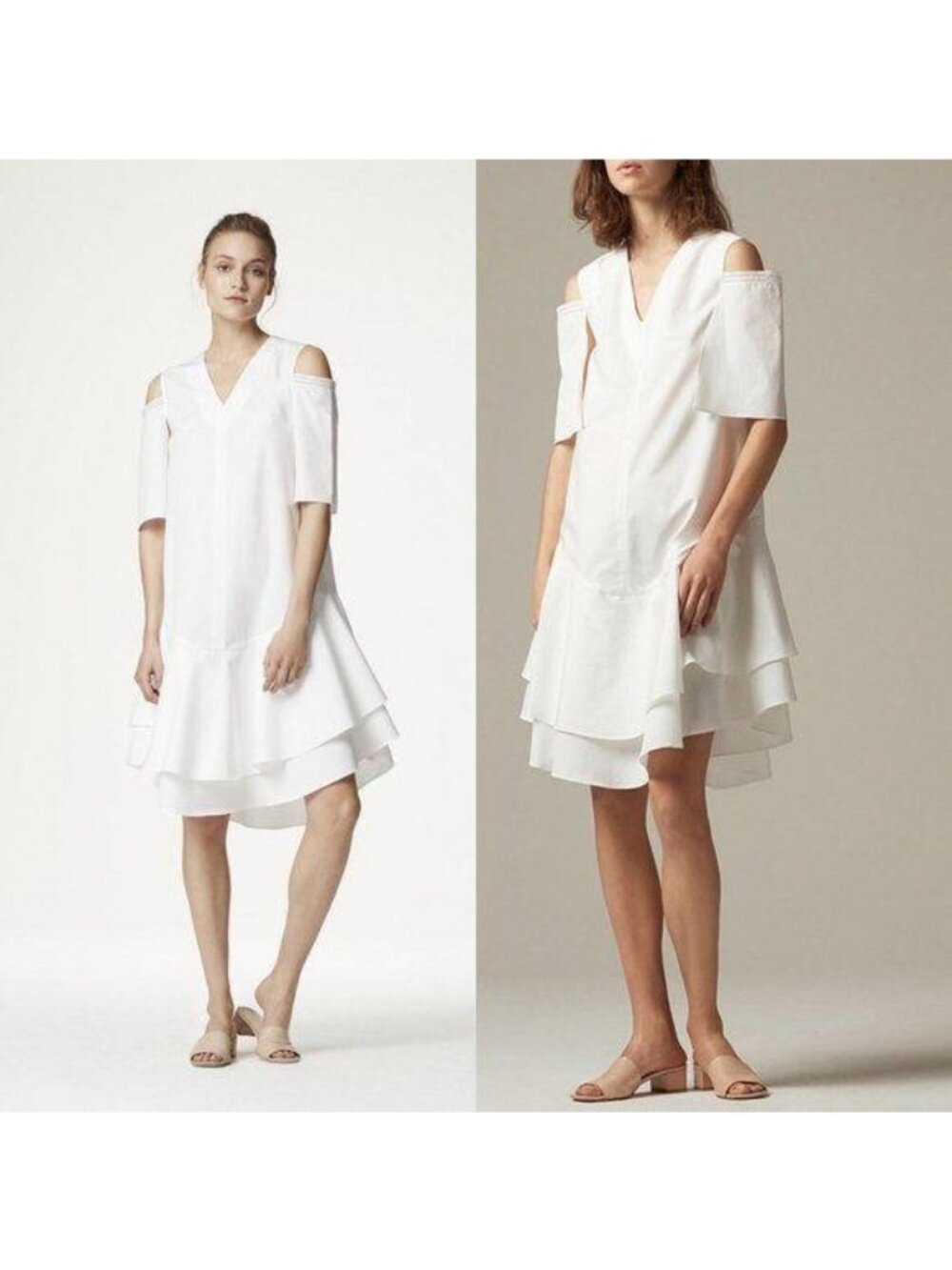 Kaelen Cotton Shirting Double Ruffle Lace Cold Sho